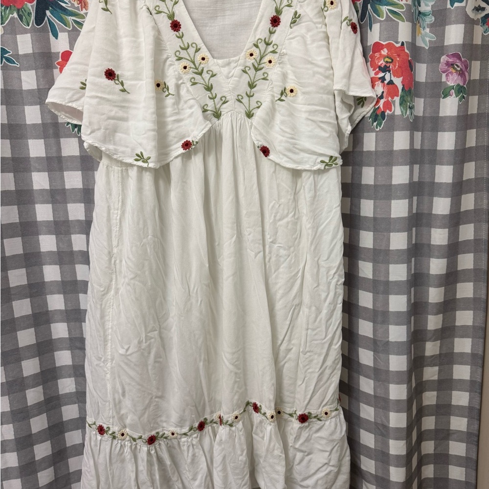 Embroidered White Dress